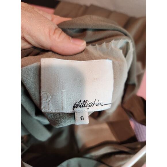 3.1 Phillip Lim Olive Silk Blend Shift Dress Size 6 w/ Pockets High-End Designer - Picture 2 of 4
